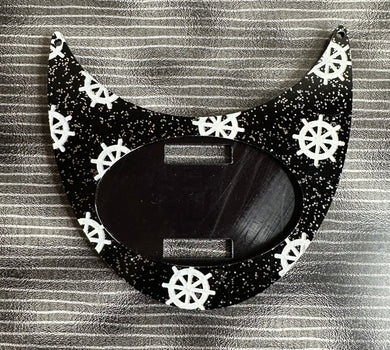 Small Black Glitter Sailing Interchangeable Necklace Plate