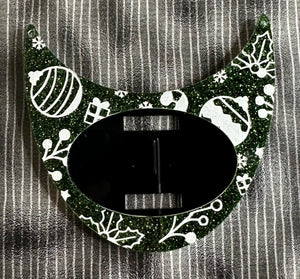 Small & Large Green Glitter Xmas Interchangeable Necklace Plate