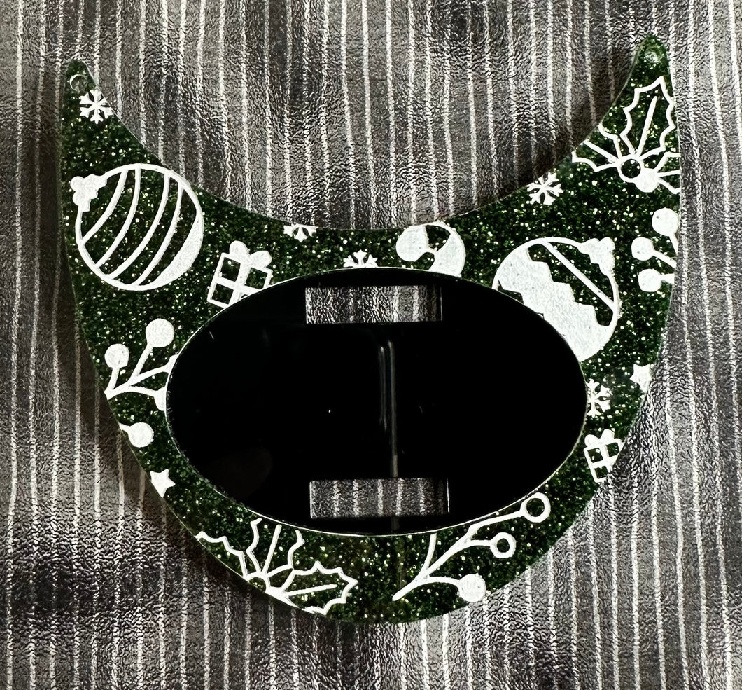 Small & Large Green Glitter Xmas Interchangeable Necklace Plate