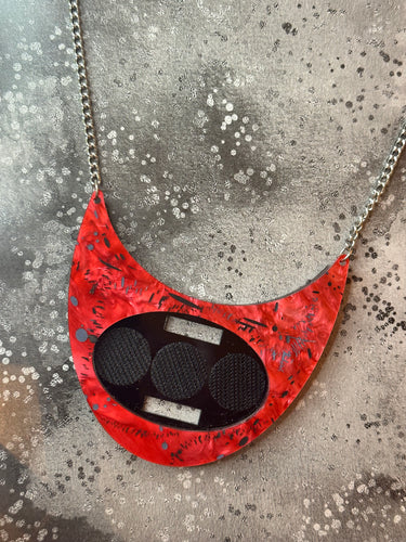 Marble Red Dust Small or Large Interchangeable Necklace Plate