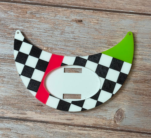 Checkerboard Neon Large Interchangeable Necklace Plate - Made to Order