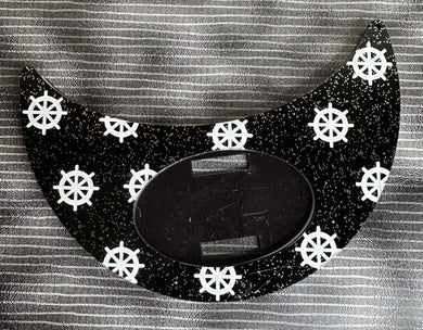 Large Black Glitter Sailing Interchangeable Necklace Plate