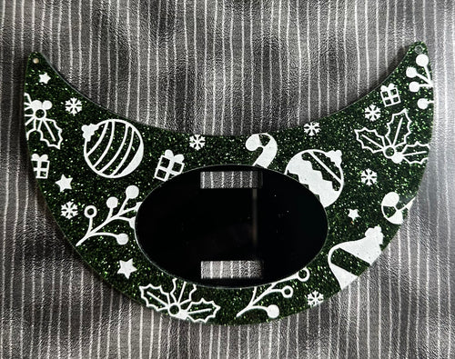 Large Green Glitter Xmas Interchangeable Necklace Plate