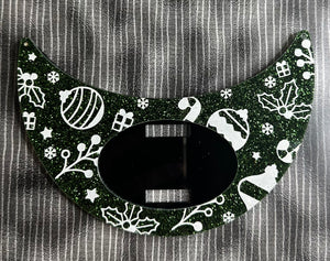 Small & Large Green Glitter Xmas Interchangeable Necklace Plate