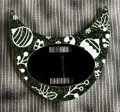 Small Green Glitter Xmas Interchangeable Necklace Plate