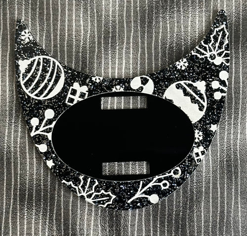 Small Black Glitter Xmas Interchangeable Necklace Plate