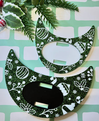 Small & Large Green Glitter Xmas Interchangeable Necklace Plate