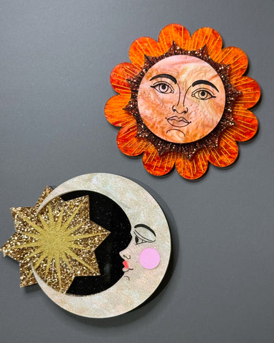 Sun and Moon Brooches