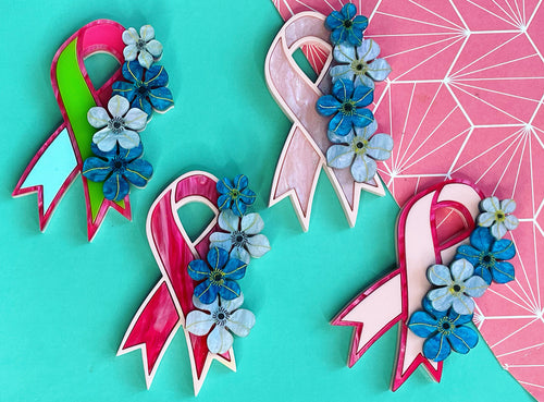 Forget You Never Breast Cancer Awareness Ribbon Charity Brooch