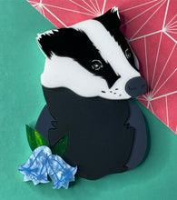 Load image into Gallery viewer, Badger in the Bluebells Brooch