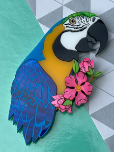 V2 Macawley the Blue & Gold Macaw Brooch