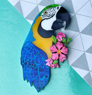 V2 Macawley the Blue & Gold Macaw Brooch
